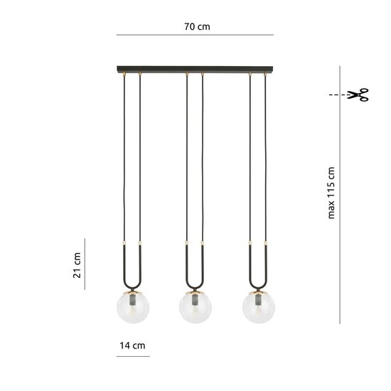Emibig Emibig GLAM 3 BLACK/TRANSPARENT - Lampe suspendue rétro pour une ambiance élégante