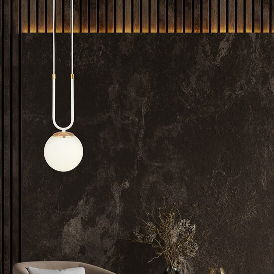 Emibig Emibig GLAM 1 WHITE/OPAL - Lampe suspendue rétro pour un éclairage chaleureux