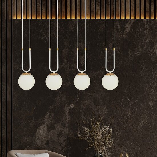 Emibig Emibig GLAM 4 WHITE/OPAL - Lampe suspendue rétro pour un éclairage chaleureux