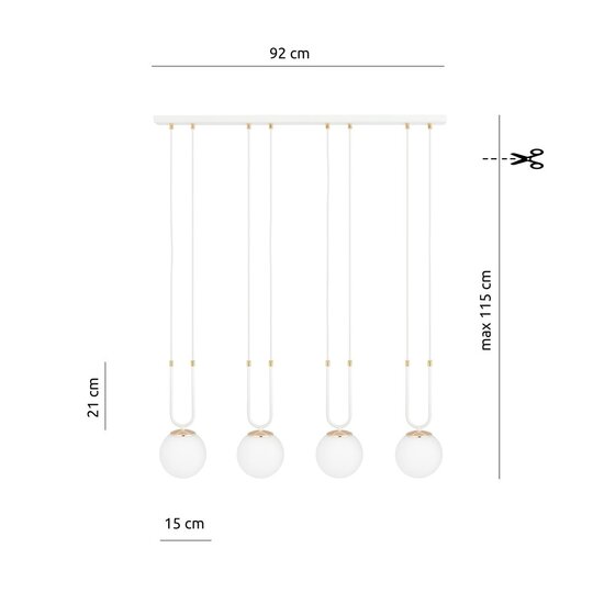 Emibig Emibig GLAM 4 WHITE/OPAL - Lampe suspendue rétro pour un éclairage chaleureux