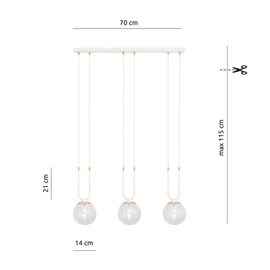 Emibig Emibig GLAM 3 WHITE/TRANSPARENT - Suspension rétro pour un éclairage élégant