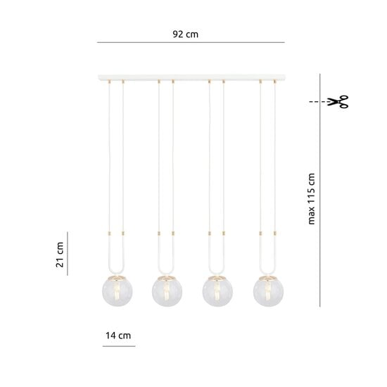 Emibig Emibig GLAM 4 WHITE/TRANSPARENT - Retro pendant lamp for stylish lighting