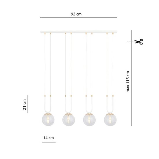 Emibig Emibig GLAM 4 WHITE/TRANSPARENT - Retro Pendelleuchte für stilvolle Beleuchtung