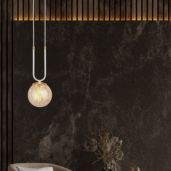 Emibig Emibig GLAM 1 White/Ambra Pendant Lamp - Retro style for a cozy ambiance