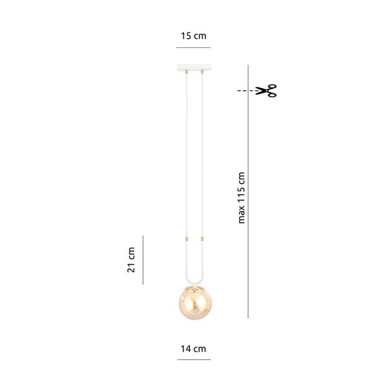 Emibig Emibig GLAM 1 Blanc/Ambre Suspension - Style rétro pour une ambiance chaleureuse