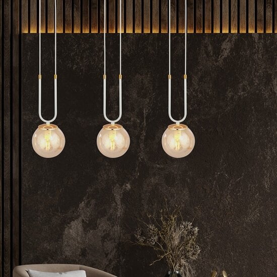 Emibig Emibig GLAM 3 WHITE/MIODOWY - Retro pendant lamp for a cozy ambiance