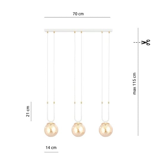 Emibig Emibig GLAM 3 WHITE/MIODOWY - Retro pendant lamp for a cozy ambiance