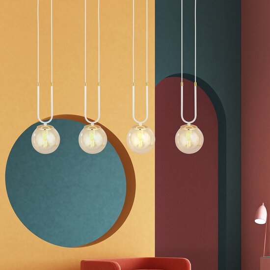 Emibig Emibig GLAM 4 Witte Hanglamp - Retro Stijl met Amber Kleur
