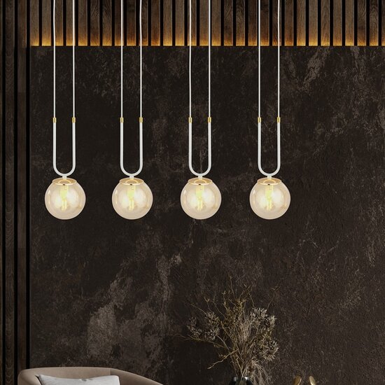 Emibig Emibig GLAM 4 WHITE/MIODOWY - Lampe suspendue rétro pour un éclairage stylé