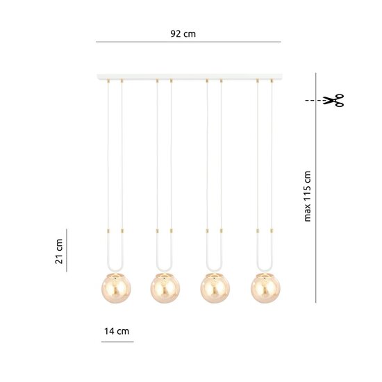 Emibig Emibig GLAM 4 WHITE/MIODOWY - Lampe suspendue rétro pour un éclairage stylé