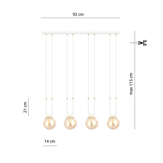 Emibig Emibig GLAM 4 WHITE/MIODOWY - Retro pendant lamp for stylish lighting
