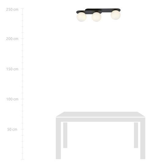 Emibig Emibig PLAZA 3 BLACK/OPAL - Lámpara de techo moderna para espacios elegantes