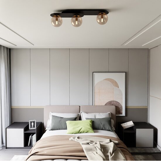 Emibig Emibig PLAZA 3 Noir/Ambre - Lampe de plafond moderne pour tous les espaces
