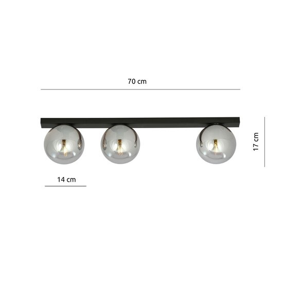 Emibig Emibig FIT 3 BLACK/GRAFIT - Minimalistische plafondlamp voor elke ruimte