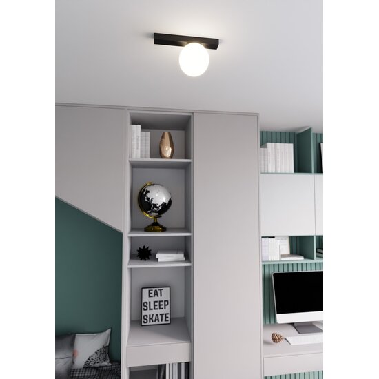Emibig Emibig FIT 1 BLACK/OPAL - Minimalist ceiling lamp for any space