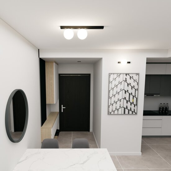 Emibig Emibig FIT 2 BLACK/OPAL - Minimalistische plafondlamp voor elke ruimte