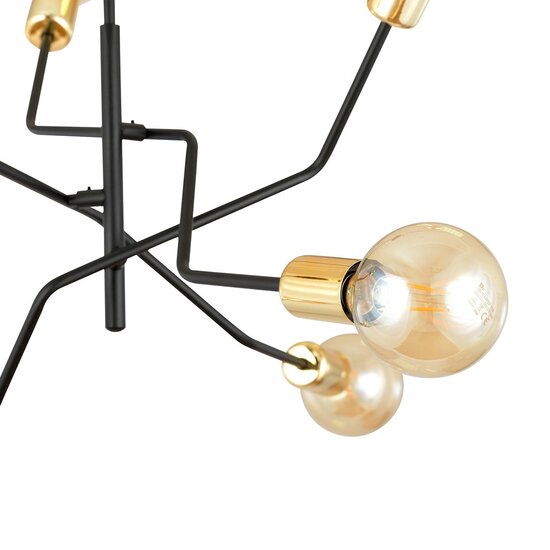 Emibig Emibig BOLT 6 Noir Or - Lampe Suspendue Scandinave pour une Atmosphère Élégante