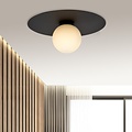 Emibig Emibig SOLAR 1 BLACK/OPAL - Minimalist ceiling lamp for a modern look