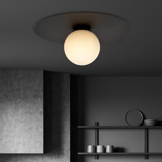 Emibig Emibig SOLAR 1 BLACK/OPAL - Lampe de plafond minimaliste pour tous les espaces