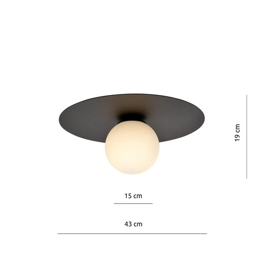 Emibig Emibig SOLAR 1 BLACK/OPAL - Lampe de plafond minimaliste pour tous les espaces