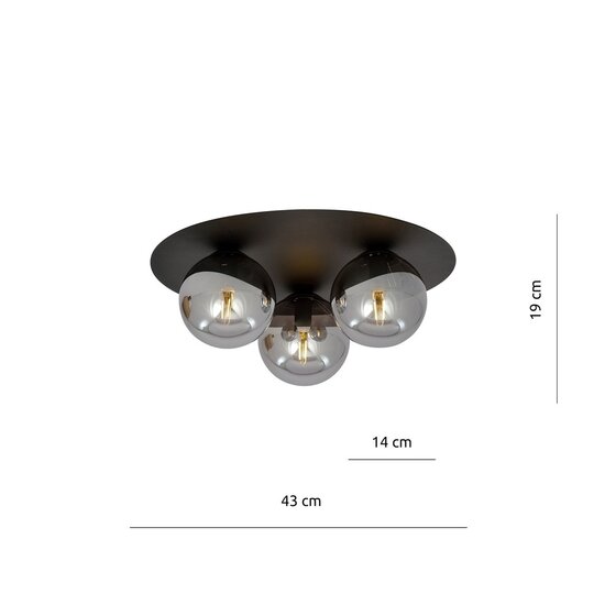 Emibig Emibig SOLAR 3 NEGRO/GRAFITO - Lámpara de techo minimalista para espacios elegantes