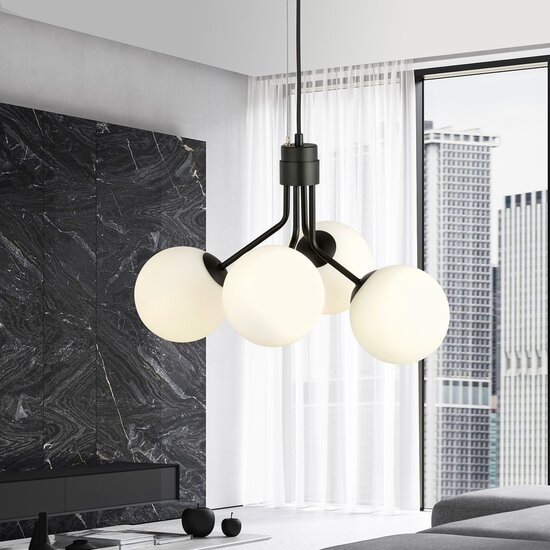Emibig Emibig NOVA 4 BLACK/OPAL - Scandinavische Hanglamp voor een Stijlvolle Sfeer