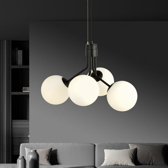 Emibig Emibig NOVA 4 BLACK/OPAL - Scandinavian Pendant Lamp for a Stylish Atmosphere