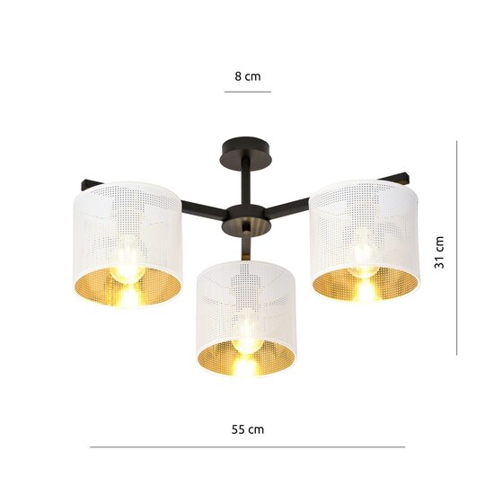 Emibig Emibig JORDAN 3 WHITE/GOLD - Industrial ceiling lamp for any space