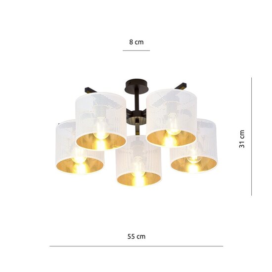 Emibig Emibig JORDAN 5 WHITE/GOLD - Stijlvolle industriële hanglamp