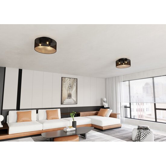 Emibig Emibig ASTON 3 Zwart/Goud - Stijlvolle industriële plafondlamp