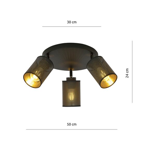 Emibig Emibig BRONX 3 PREMIUM BLACK - Stylish Industrial Ceiling Lamp