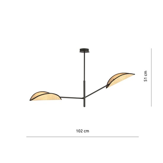 Emibig Emibig VENE 2 BLACK/RATTAN - Lampe Suspendue Boho Élégante