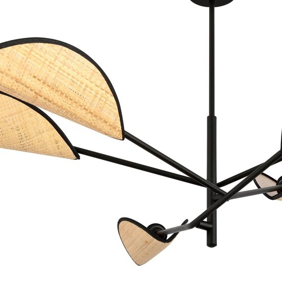 Emibig Emibig VENE 6 NOIR/RATTAN - Lampe Suspendue Boho Élégante