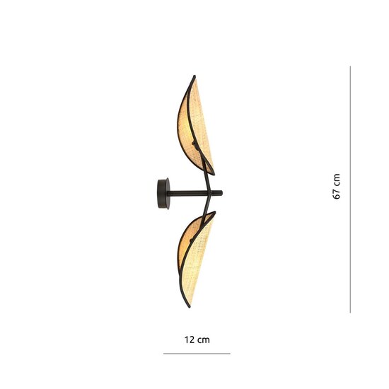 Emibig Emibig VENE K2 BLACK/RATTAN - Stylish wall lamp for a bohemian atmosphere