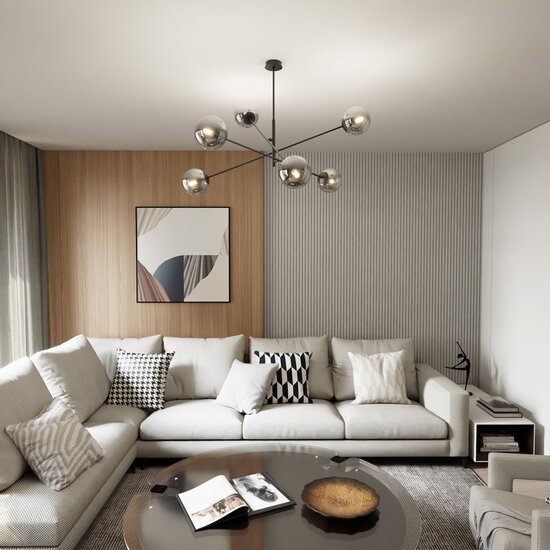 Emibig Emibig LINEAR 6 Zwart/Grafiet - Moderne Hanglamp voor Stijlvolle Interieurs