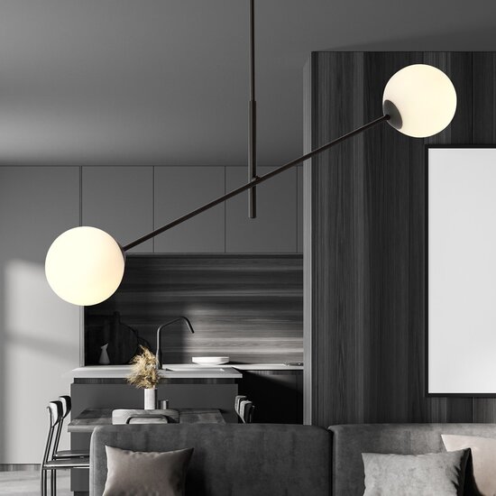 Emibig Emibig LINEAR 2 BLACK/OPAL - Moderne hanglamp voor een stijlvol interieur