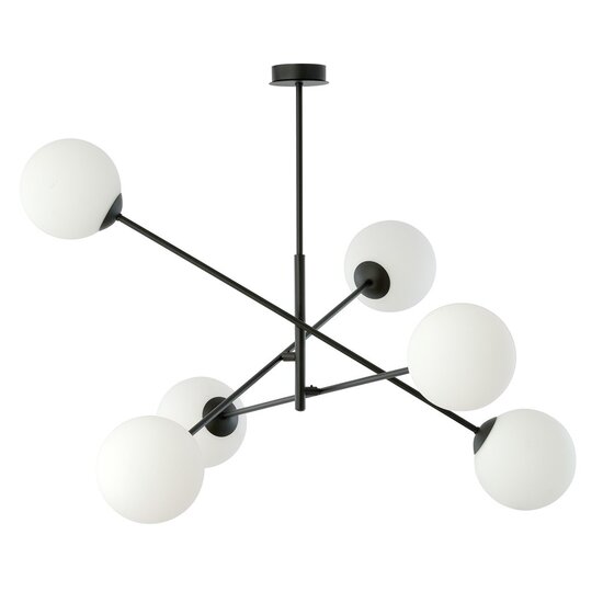 Emibig Emibig LINEAR 6 Noir/Opale - Lampe suspendue moderne pour tout espace