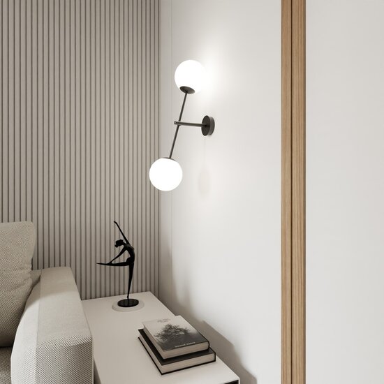 Emibig Emibig LINEAR K2 Noir/Opale - Applique murale moderne pour tous les espaces