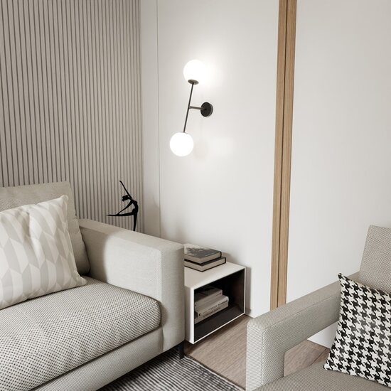 Emibig Emibig LINEAR K2 Zwart/Opal - Moderne wandlamp voor elke ruimte