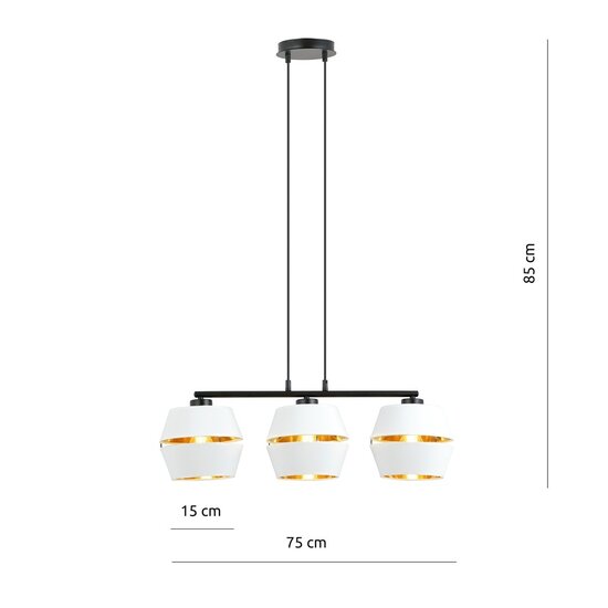 Emibig Emibig PIANO 3 WHITE/GOLD - Lampe suspendue moderne pour une ambiance élégante