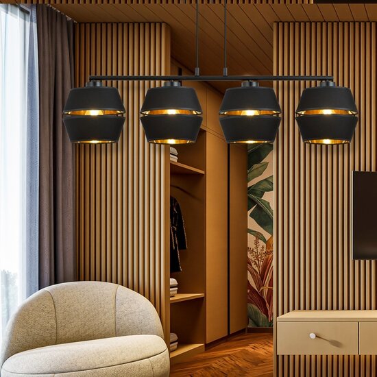 Emibig Emibig PIANO 4 BLACK/GOLD - Modern pendant lamp for a stylish look