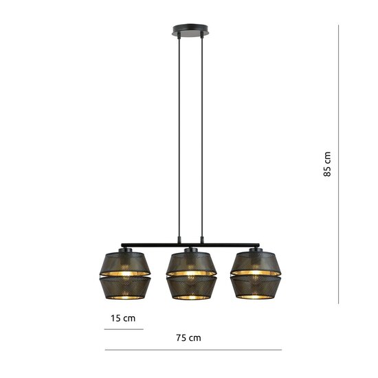 Emibig Emibig MALIA 3 Noir/Doré - Lampe Suspendue Moderne pour une Ambiance Élégante