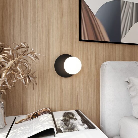 Emibig Emibig OSLO K1 ZWART/OPAL - Scandinavische wandlamp voor een moderne uitstraling