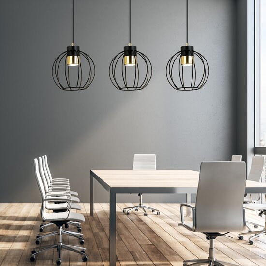 Emibig Emibig AJAX 3 Zwart/Goud Hanglamp - Stijlvolle Industriële Verlichting