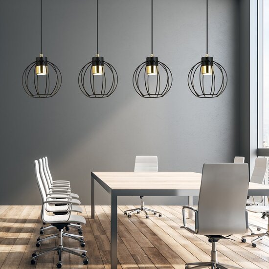 Emibig Emibig AJAX 4 Zwart/Goud Hanglamp - Stijlvolle Industriële Verlichting