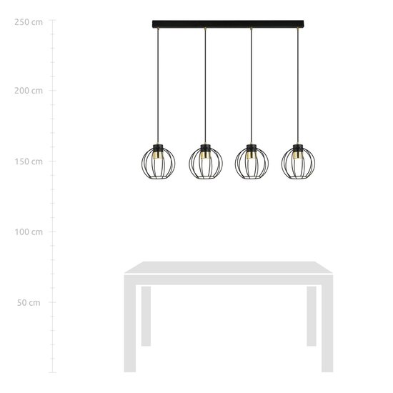 Emibig Emibig AJAX 4 Noir/Doré Suspension - Éclairage Industriel Élégant