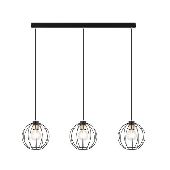 Emibig Emibig GINO 3 BLACK/GOLD - Stijlvolle industriële hanglamp