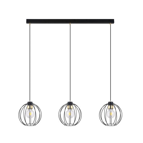 Emibig Emibig GINO 3 BLACK/GOLD - Stijlvolle industriële hanglamp