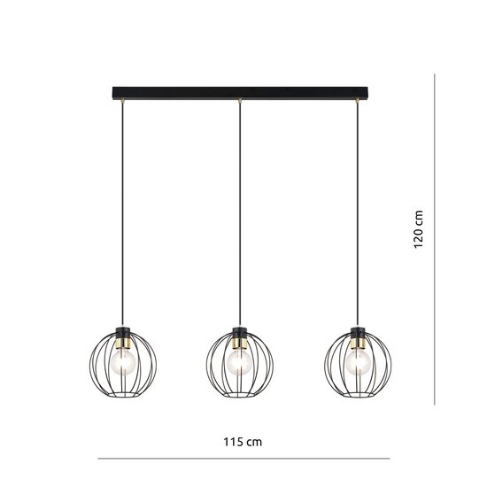 Emibig Emibig GINO 3 BLACK/GOLD - Stylish industrial pendant lamp