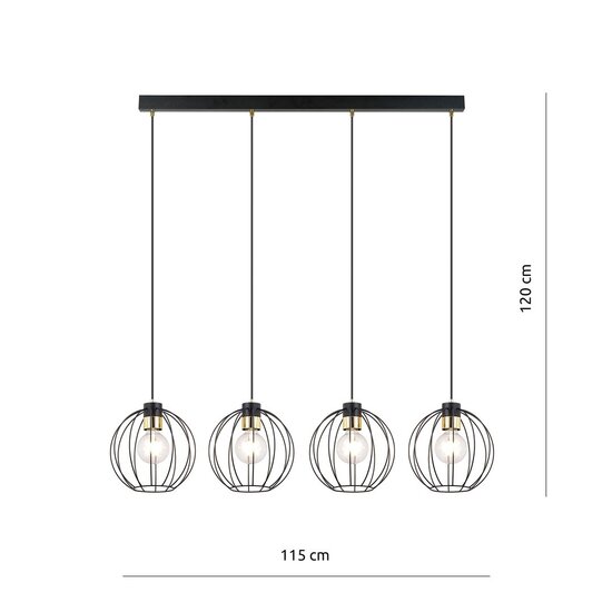 Emibig Emibig GINO 4 BLACK/GOLD - Lampe suspendue industrielle élégante